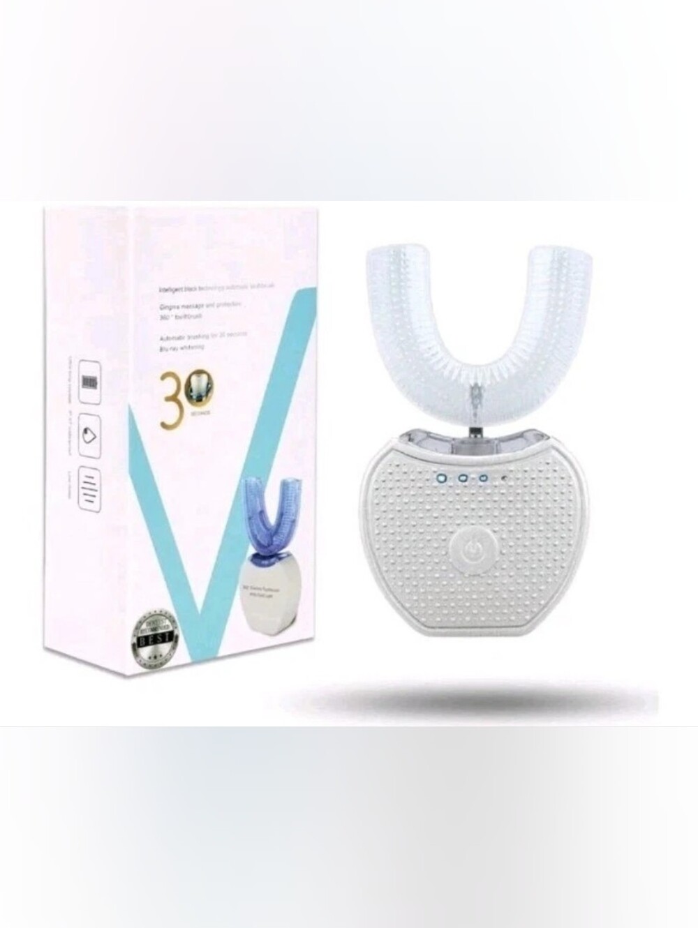 360° Electric Adult U Shaped Toothbrush with Cold Light Automatic Hands Free New